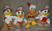 Disney Frontierland HUEY DEWEY Indian DONALD DUCK plush Beanie Baby lot