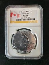 2012 Canada $$5 1 oz Silver Wildlife Series Cougar MS-68 NGC First Strike
