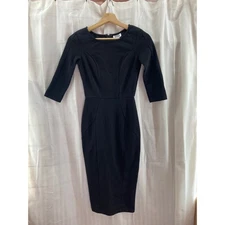 Unique Vintage Black Fitted Pencil Dress XS Cocktail Party Career