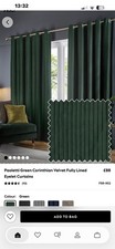 Paoletti Green Velvet Lined Eyelet Curtains 168 x 228