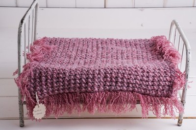 Deckchen Rosa meliert 40 x 40 cm plus Fransen Foto-Shooting wie neu Handarbeit