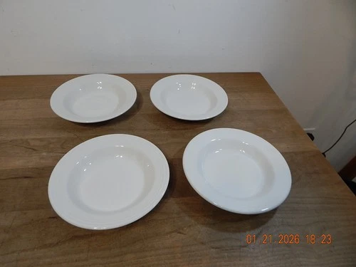 Set/4 Fiesta Ware HL Co. Retired White (1986-1992) Large Rim 9” Soup Bowls