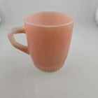 Vintage Fire King Anchor Hocking Faded Pink D Handle Stackable Coffee Cup Mugs