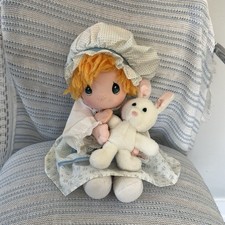 Vintage 1986 Precious Moments Girl Doll with Bunny and a Locket, Easter