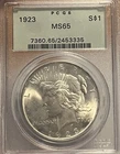 1923 OGH PCGS MS65 PQ! Peace Silver Dollar