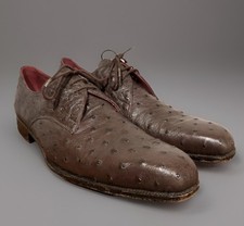 Patrick Hellman Men's Brown 100% Ostrich Derby Shoes Size 9.5 D