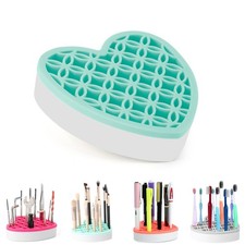 Blue Silicone Makeup Brush Holder Cosmetic Organizer Desk Pen Pencil Stand