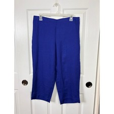 Chico's Women's Linen Logan Capri Crop Pants Admiral Blue Size 1 Medium/8 NWT