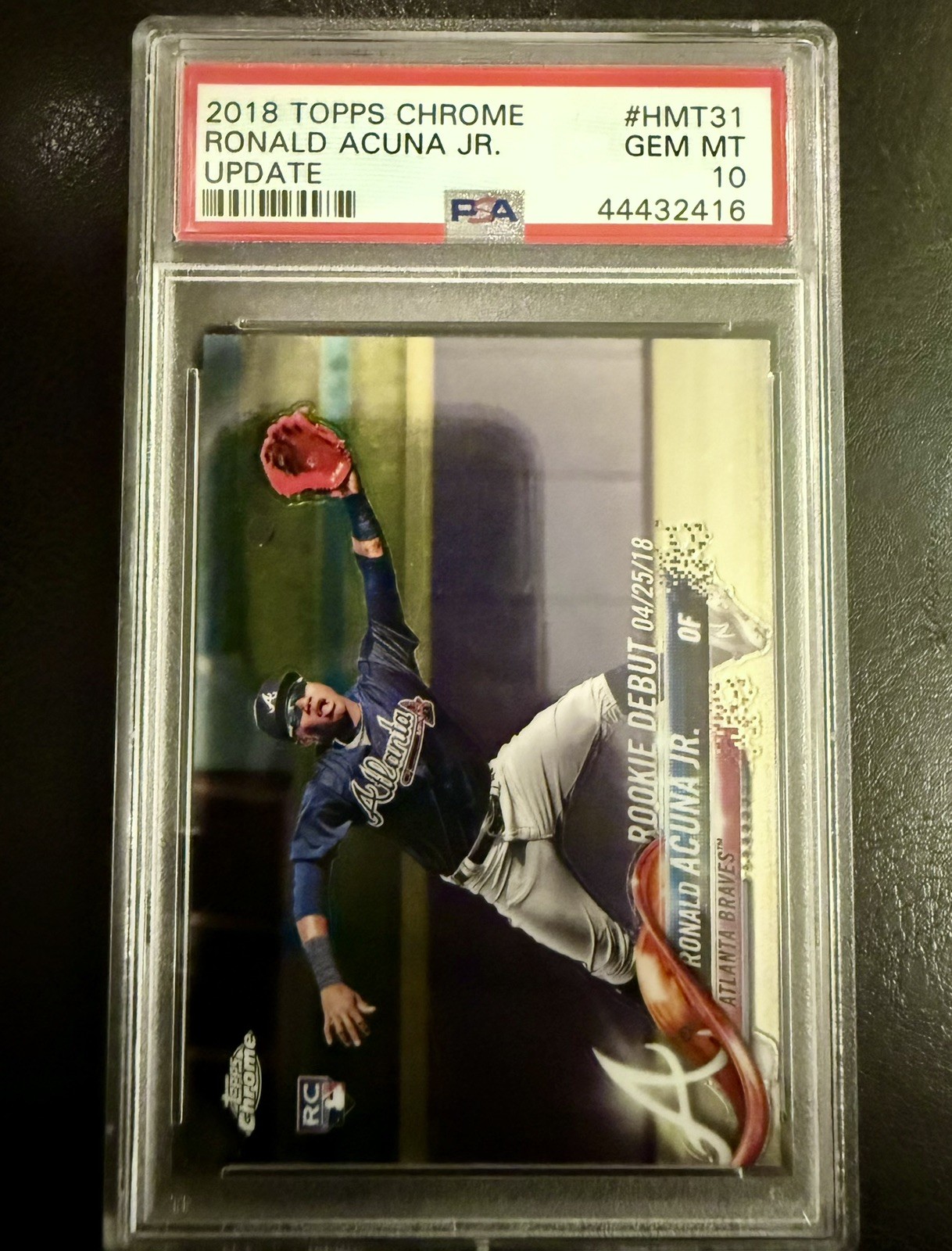 2018 TOPPS CHROME UPDATE ROOKIE DEBUT RONALD ACUNA JR #HMT31 PSA GEM MINT 10 view 2