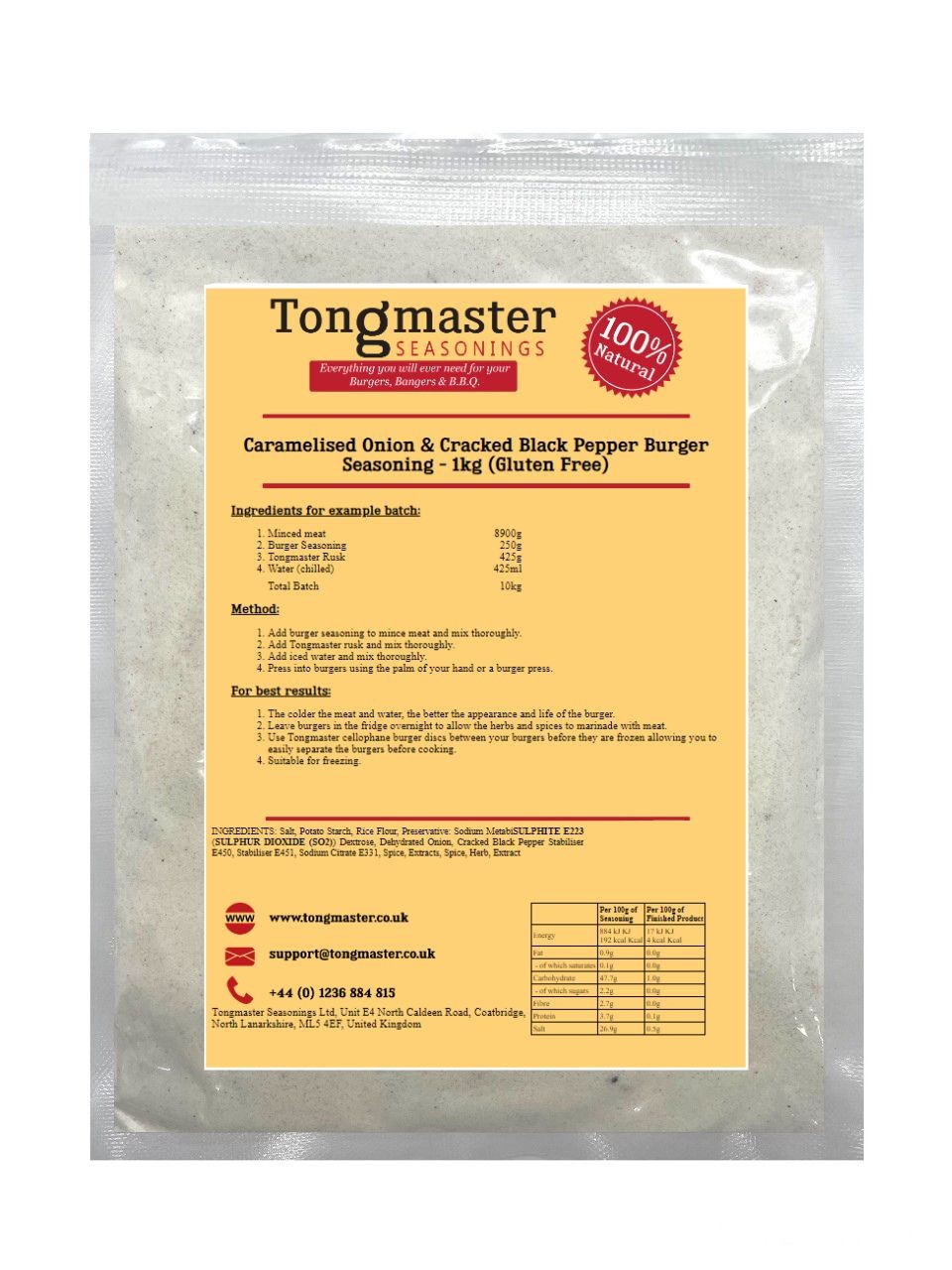 Caramelised Onion & Cracked Black Pepper Burger Seasoning - 1kg (Gluten Free)