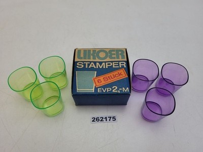 6x Likörbecher Goldring ''Likoer Stemper'' Kunststoff OVP Küche Bar DDR #262175