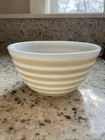 #402 1 Pyrex Sandlewood Striped Mixing/Nesting Bowl. 1-1/2Qt. 7-1/4"W x 3-5/8"