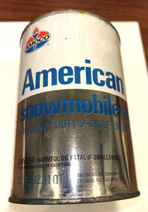 Vintage Amoco, American Snowmobile Oil 1 Quart Steel Can Full