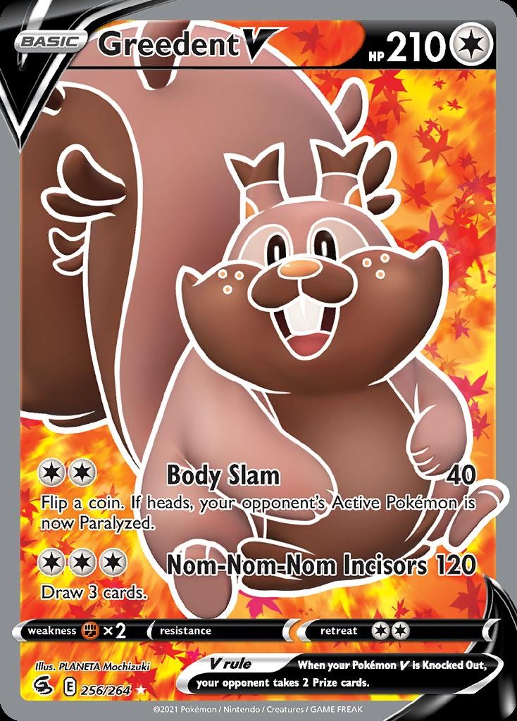 Pokemon Greedent V (256/319) Fusion Strike LP HOLO
