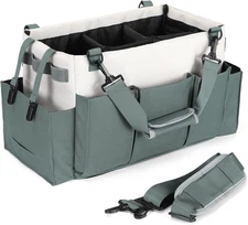 LANDNEOO Cleaning Caddy Organizer with Handle, Large, White and Green 