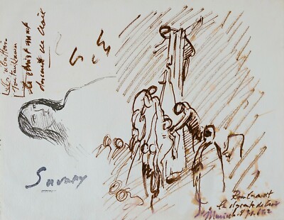 Robert savary - Drawing Original - Felt - After Rembrandt, Downhill Cross