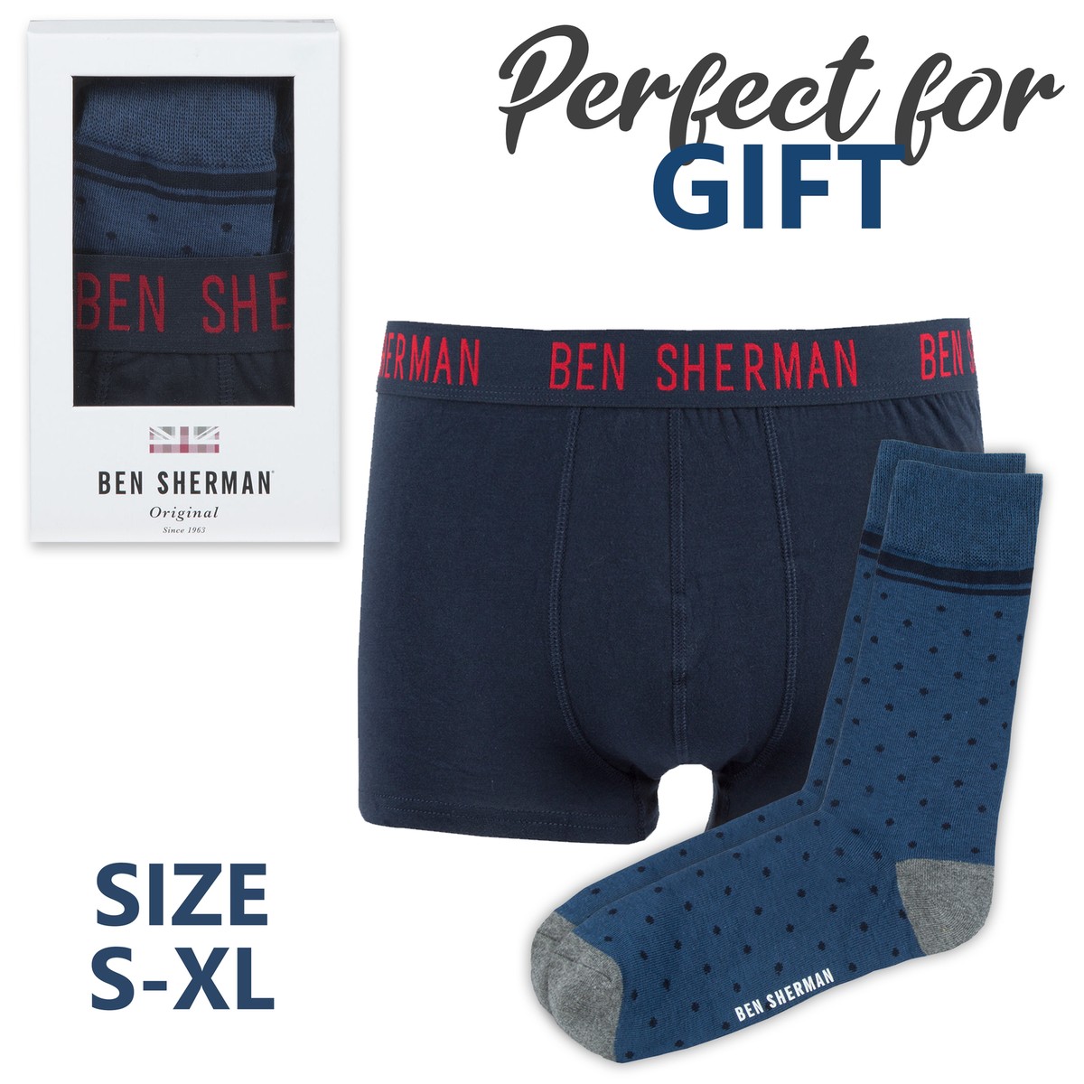 その他 m Ben Sherman Mens Boxers & Socks Gift Box Set Present Trunks