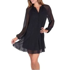 Joie Limited Edition Balloon Sleeved Sheer Black Dress Mini Size Med Minimalist