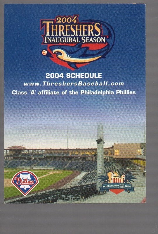 2004 CLEARWATER THRESHERS POCKET SCHEDULE - INAUGURAL SEASON