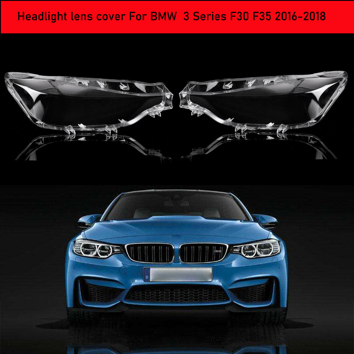 Pair LED Headlight Headlamp Lens Cover For BMW F30 F31 3 Series