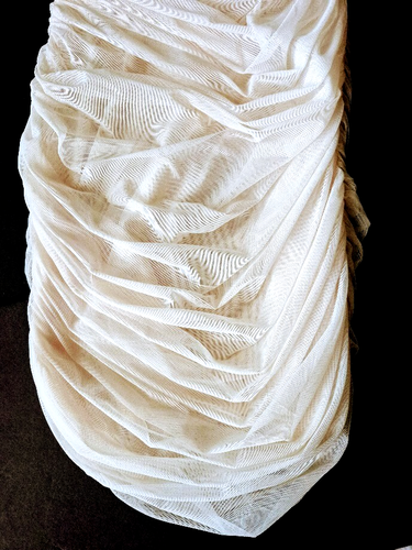 Missguided White Tan Ruched Mini Dress with Mesh Puff Sleeves Size 6 - Lined - Picture 18 of 23