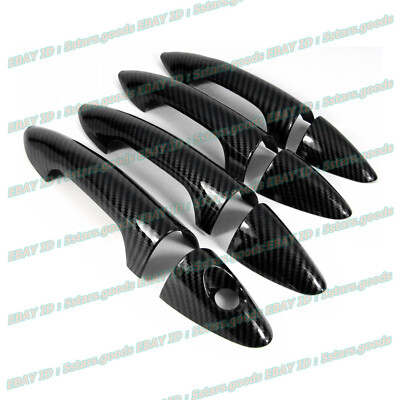 Glossy Black Carbon Fiber Covers Trims For 2012-2017 Hyundai Accent Door Handles