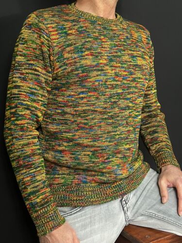 MAGLIONE UOMO MISTO LANA MAGLIA GIROCOLLO CON FILATO STAMPATO MADE IN ITALY 100% - Foto 13 di 17