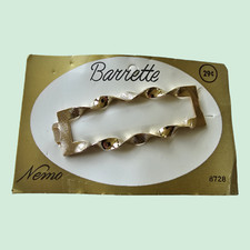 Vintage Barrette - Gold Color Hand Polished Metal Barrette