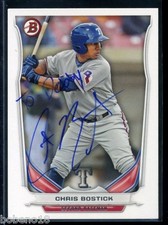 Chris Bostick signed autographed Auto 2014 Bowman card #BP78 Rangers