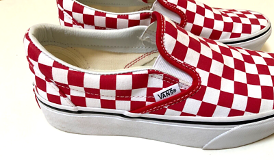 Vans Off The Wall Graphic Slip-On Shoes in Red and Cream sz 9 m Game Day Classic Slip-On Checkerboard Shoe in Checkerboard  main image 4