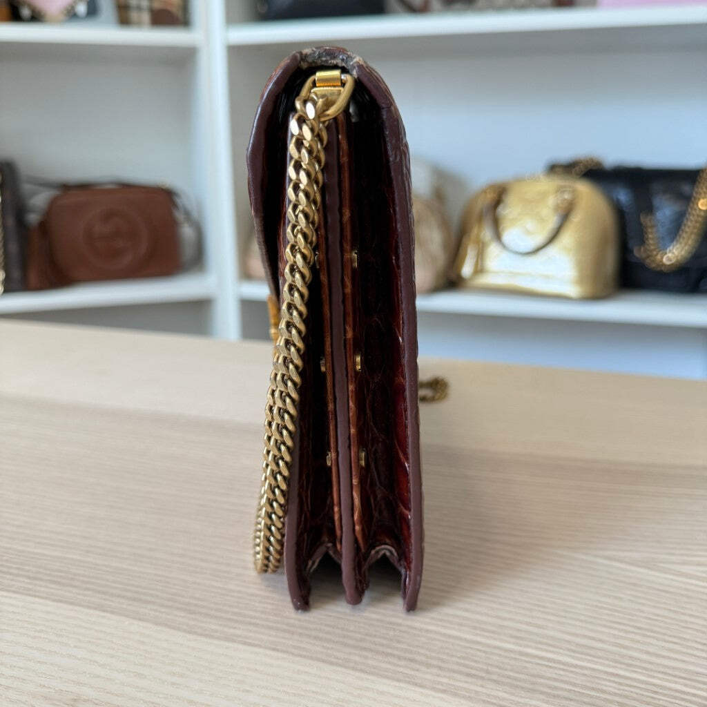 Saint Laurent YSL Patent Tartaruga Monogramma Goffrato Chiusura Cassandra Borsa Rouge Legi