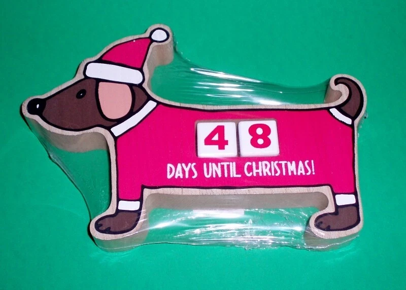 Santa Dachshund Christmas Holiday Count Down Block Calendar | eBay