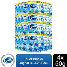Image of Bloo Toilet Blocks Original Blue Clean+Fresh with Fresh Fragrance, 4x50g