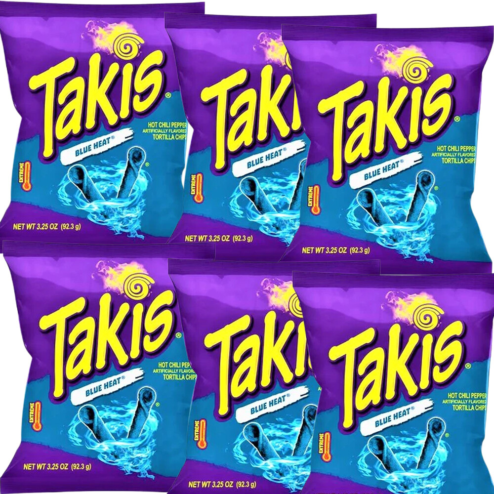 2 x TAKIS BLUE HEAT HOT CHILLI PEPPER TORTILLA CHIPS 200G MEX