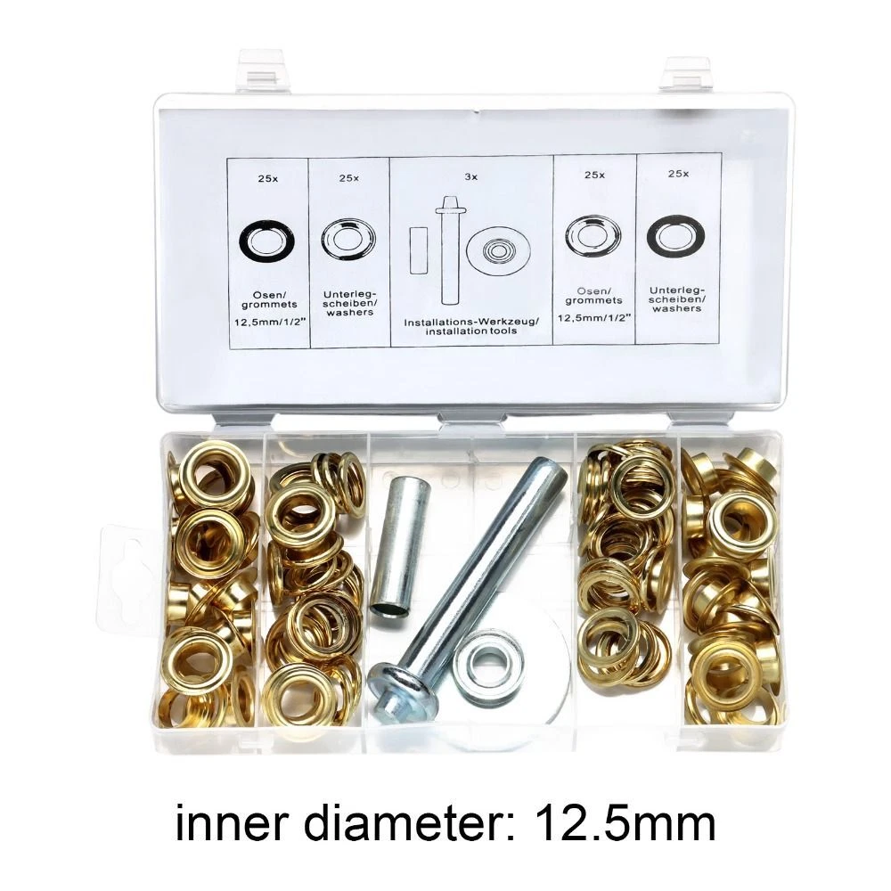 Duty Brass Tarp Repair Kit Grommet Tools Eyelet Grommets 1 2 inch