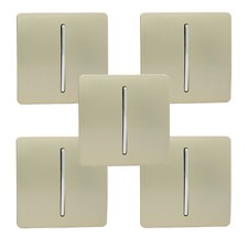 Light Switches 1 Gang 2 Way Screwless Decorative Modern Trendi Switch (5 Pack)