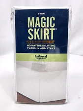 Magic Skirt Twin Size Bed Skirt No Mattress Lift Tailored 15" Drop White ( NEW )