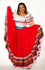 Cotton 12 Yard Mexico Ruffle Skirt with Satin Ribbon Flamenco - Special Order
