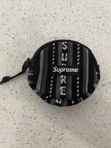SUPREME Woven Stripe Coin Pouch Black 
