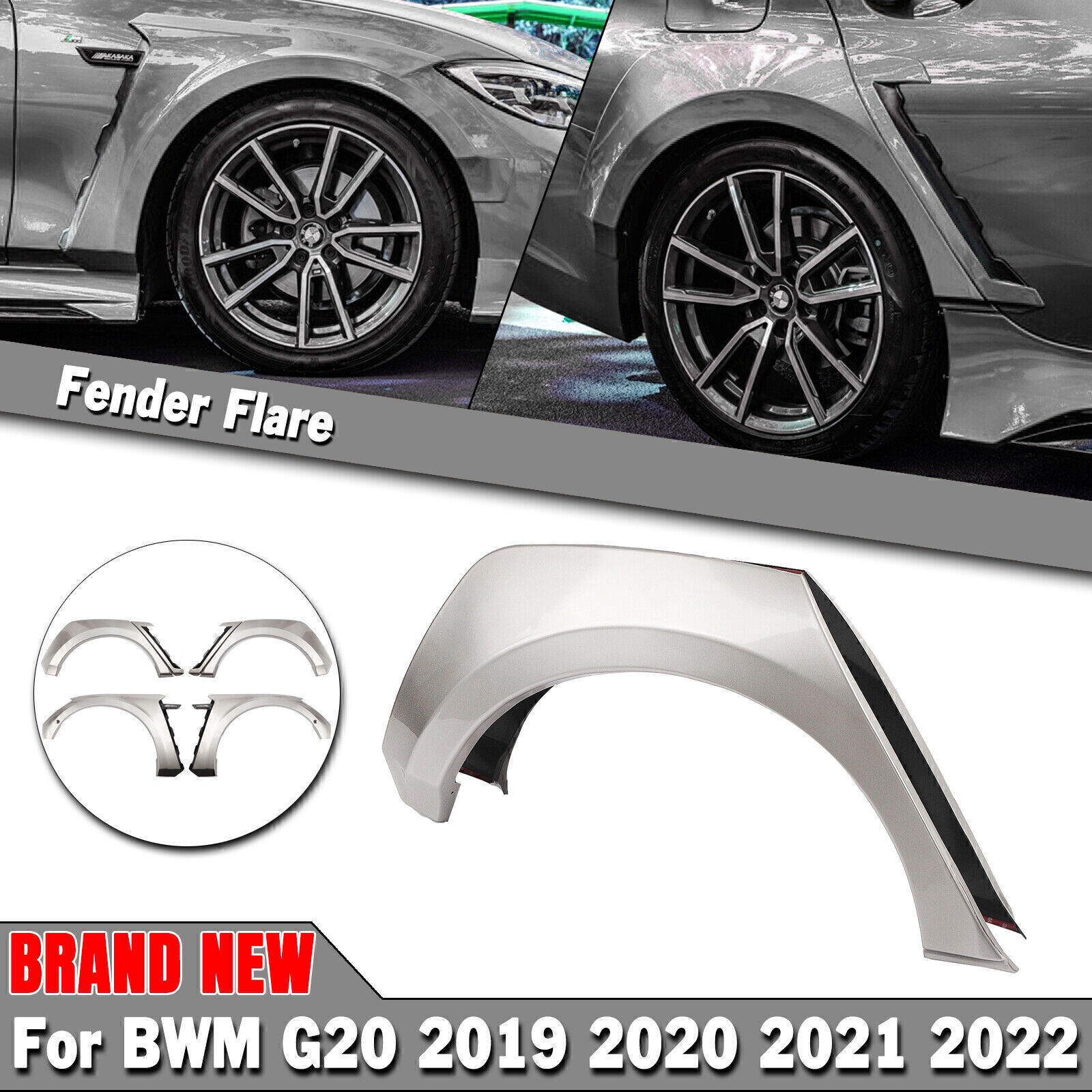 AKASAKA Car Wheel Fender Flare Eyelid For 2019-22 BMW G20 G28 330i M340i M Sport