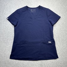 Figs Casma 3 Pocket Scrub Top Small Blue Stretch Nurse Medical Office Workwear