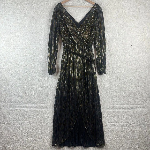 guess metallic-striped faux-wrap maxi dress GUESS Striped Maxi Dresses for Women for sale