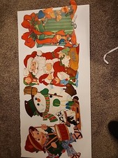 Vintage Christmas Cardboard Die Cut Wall Decorations Lot 4 Double Sided 20" Tall