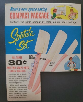  Vtg Cut out Cereal Box Back Advertisement Spatula Set