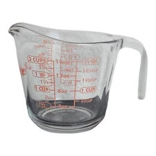 2 Cup (16 Ounce Capacity) Glass Measuring Cup, Clear Glass with Red Lettering