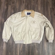 Vintage Grand Casino Leather Bomber Jacket Men’s M 80s Made In USA Tan Acrylic