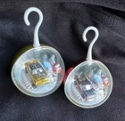 2 Vintage Hot Wheels Planet Micro Hanging Christmas Ornaments Red and Gold