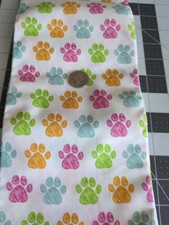 Cotton Fabric With Dog Paws Pastel Print 2 Yard Cut 44" Wide