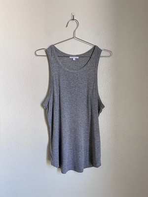 Beyond Yoga Rib Knit Jersey Keep in Line Tank in Heather Gray Size LARGE