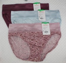 New set of 3 WARNER'S no muffin top HI CUT panties MAUVE PINK FLORAL BLUE DOTS